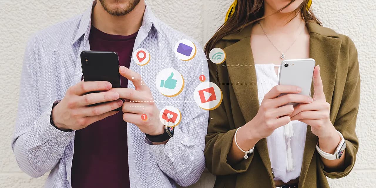 Digital business card holders sharing their contact details on social media