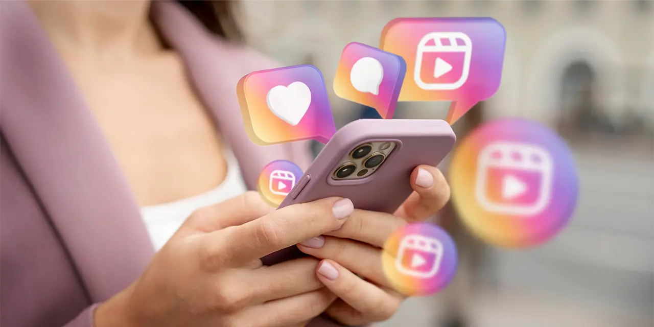 Professional sharing digital business card on Instagram.